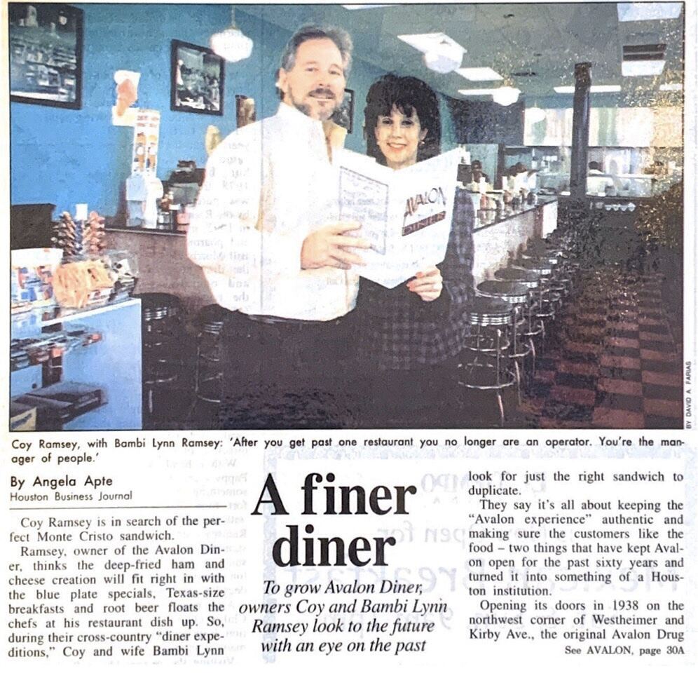 Houston Business Journal article “A finer diner” about Avalon Diner